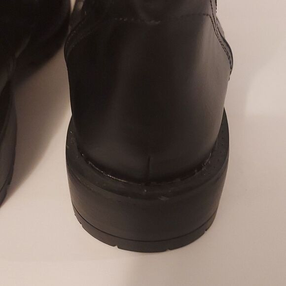 Combat Boots Motorcycle Boots Black Quilted Lace-Up  Size 7 Lug Sole - Picture 7 of 11